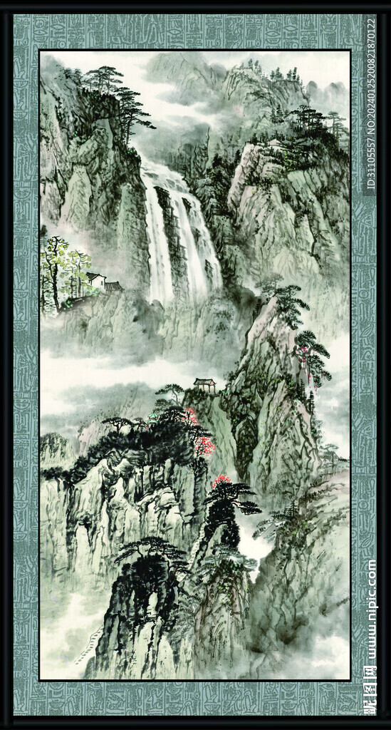 瀑布國畫 