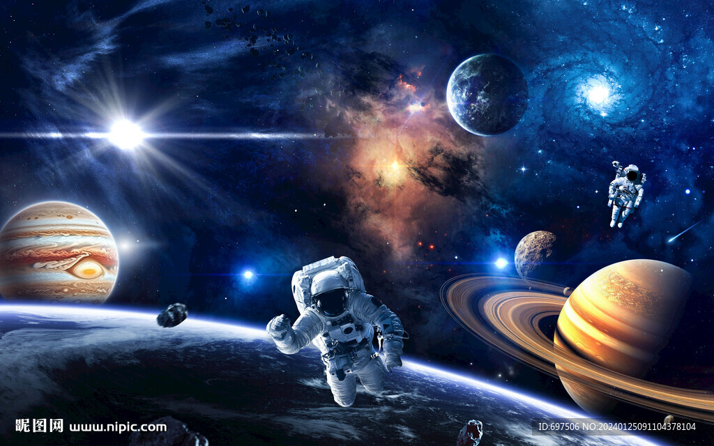 银河宇宙星球宇航员太空陨石背景