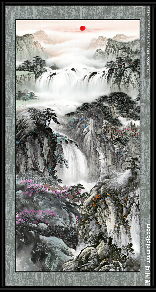 豎幅國畫山水