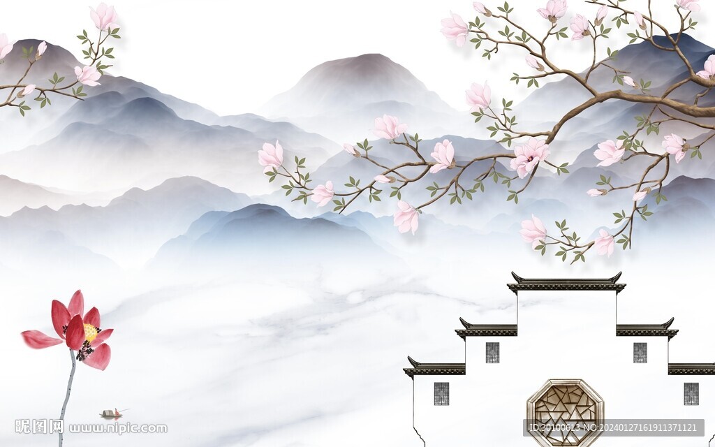 高清 中式意境山水 TIF分層