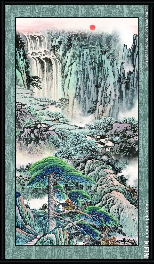 豎幅國畫山水