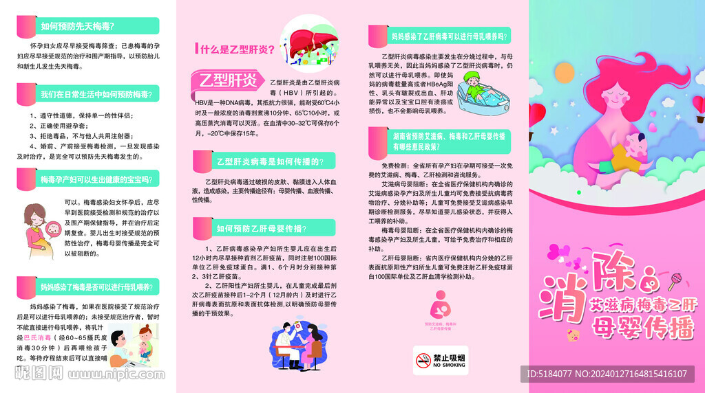 艾滋病梅毒乙肝母嬰傳播折頁(yè)