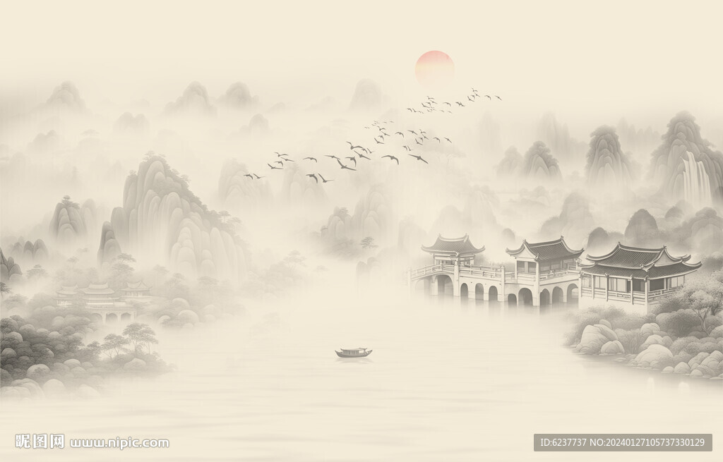 新中式禪意山水畫