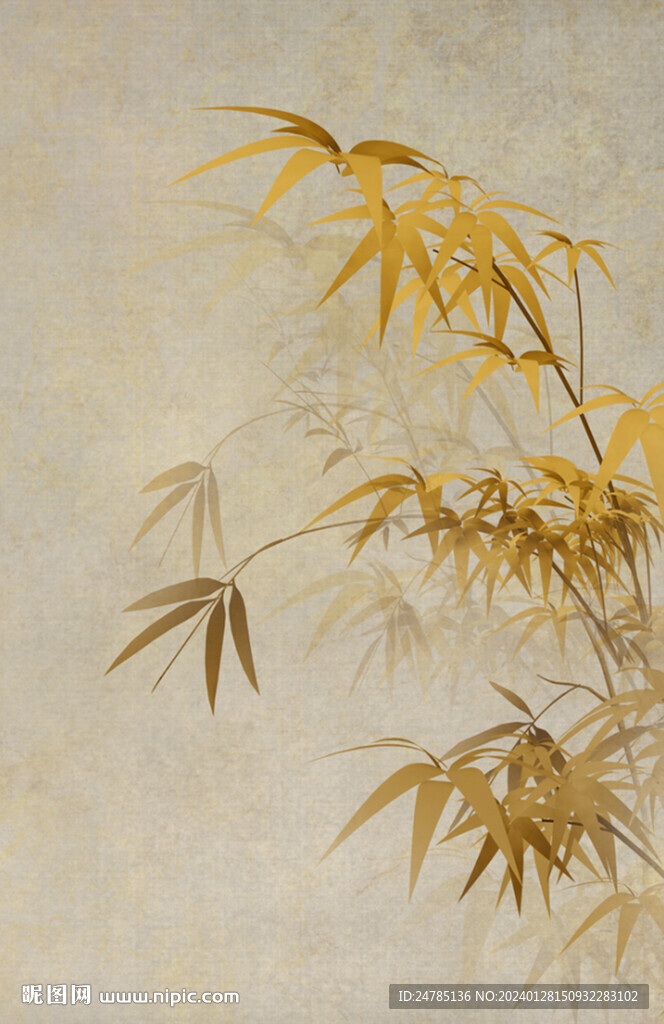金色水墨竹子