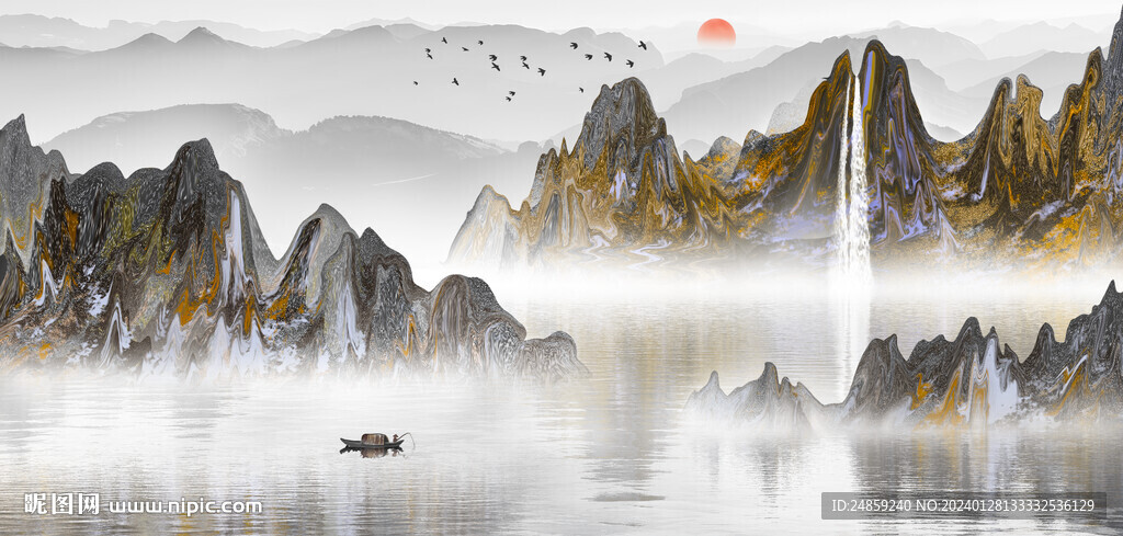 新中式山水水墨畫