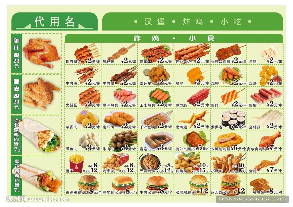 漢堡點菜單 