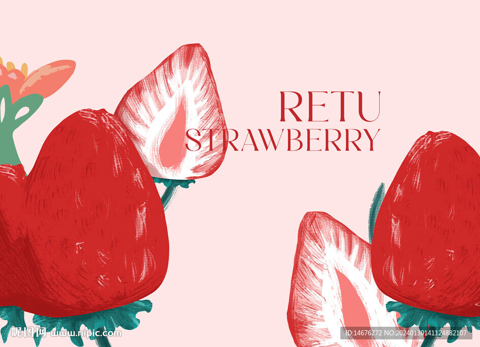 手绘草莓创意展板设计