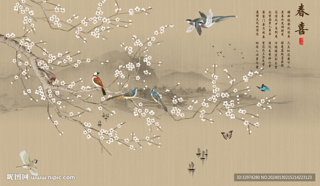 國(guó)畫(huà)花鳥(niǎo)背景