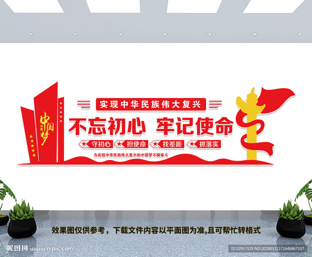 不忘初心文化墻