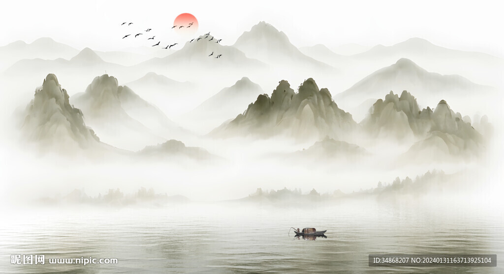 國畫山水背景圖