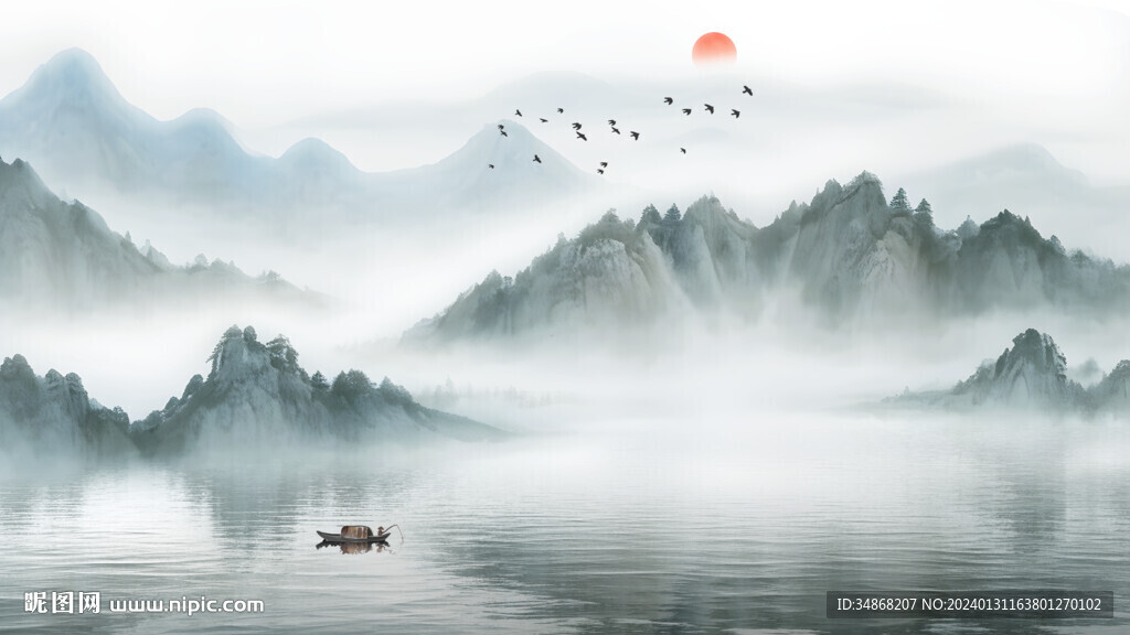 新中式山水風景裝飾畫