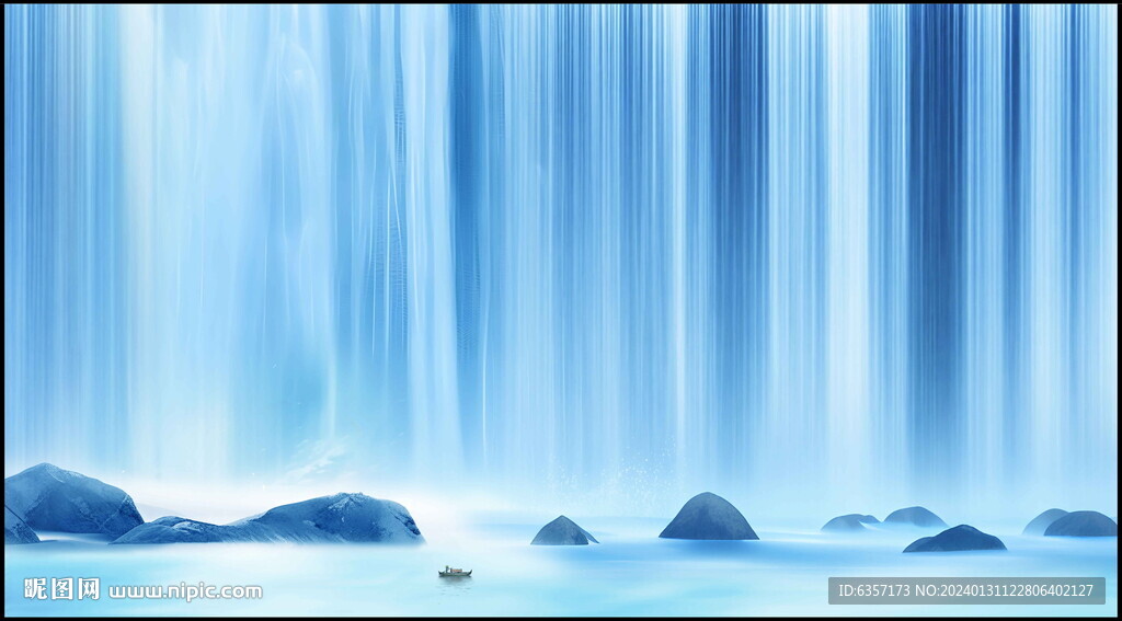流水瀑布山水畫(huà)