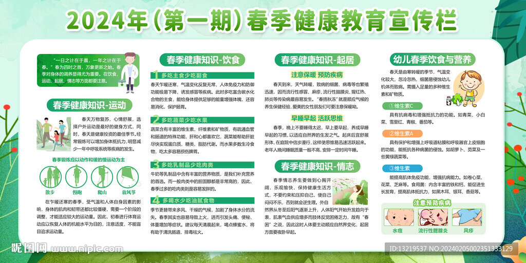 春季健康教育宣傳欄
