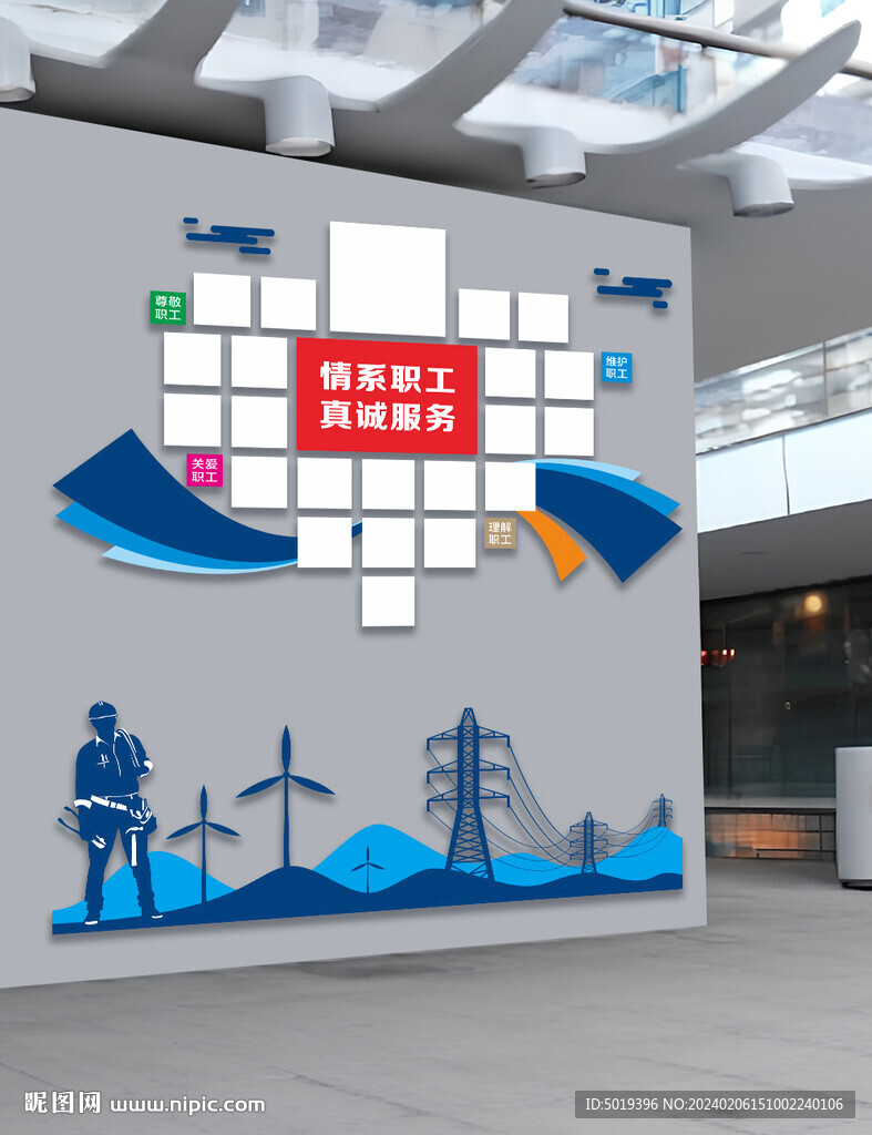 豎版電網(wǎng)職工風采文化墻
