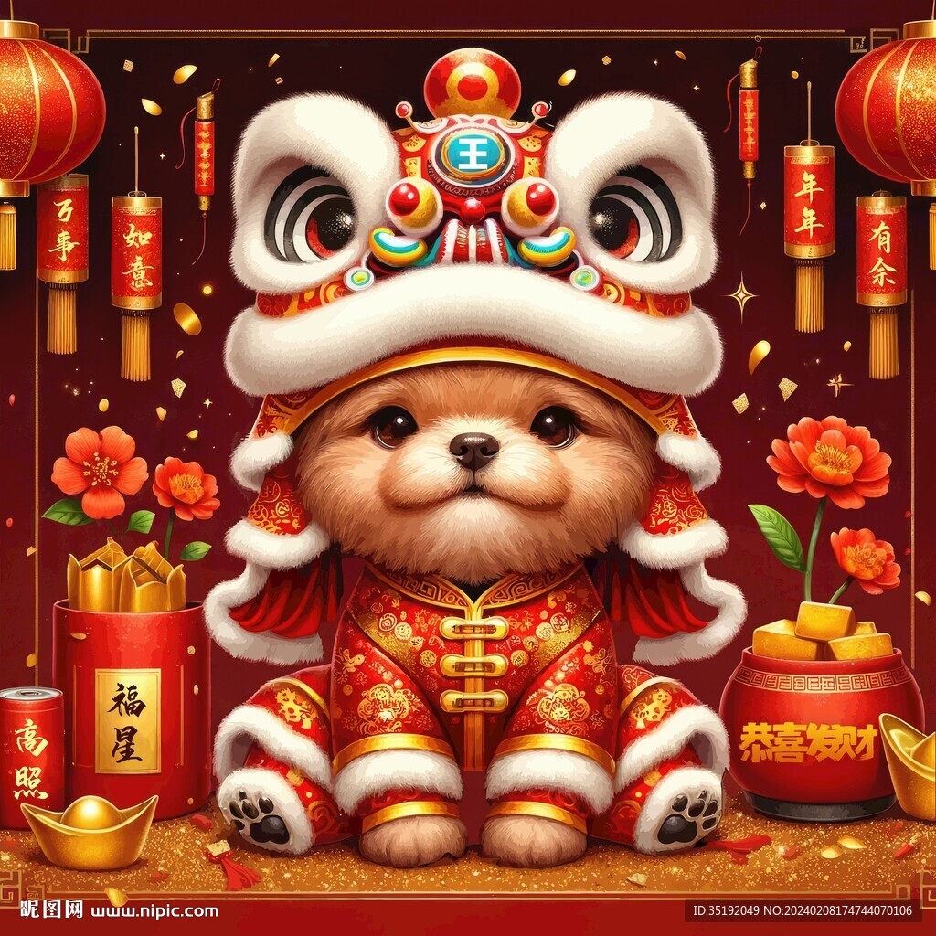 狗狗新年海報