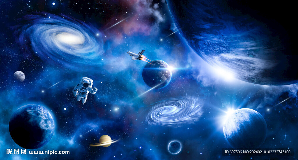 宇宙漩渦太空星球宇航員星空背景