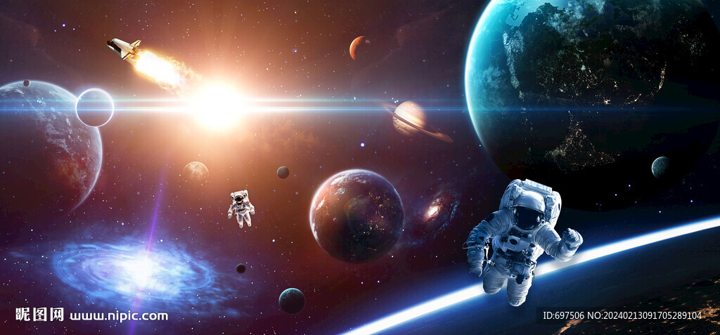 太陽系銀河宇宙星球太空火箭背景