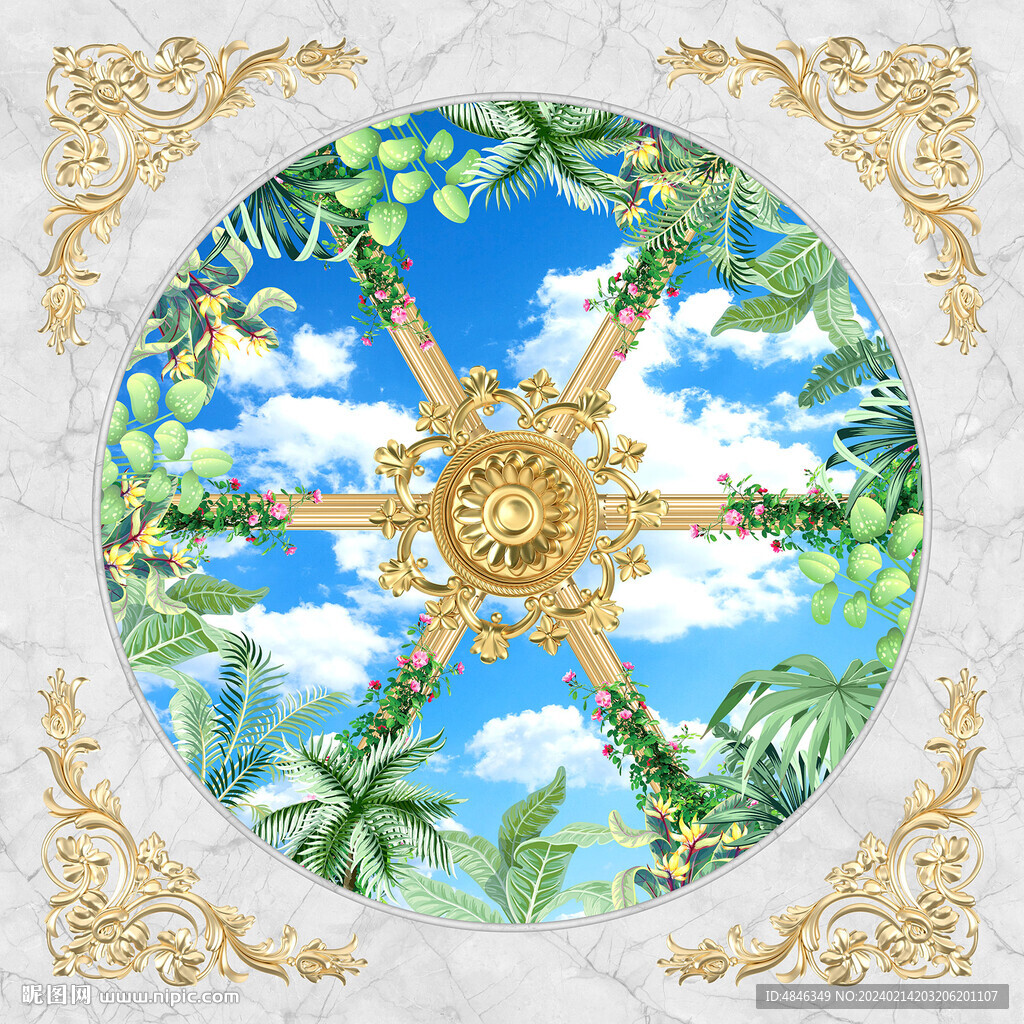 綠色花紋天空吊頂