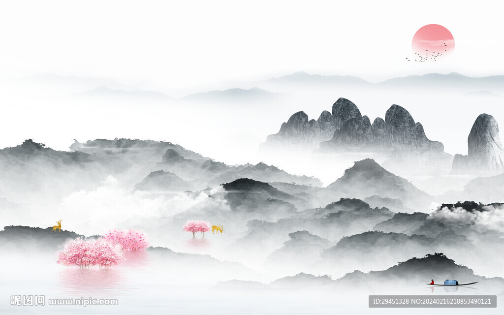 高端 中式客廳山水 TIF分層