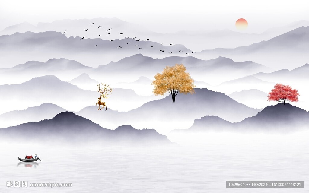 中式 高端清晰山水 TIF分層