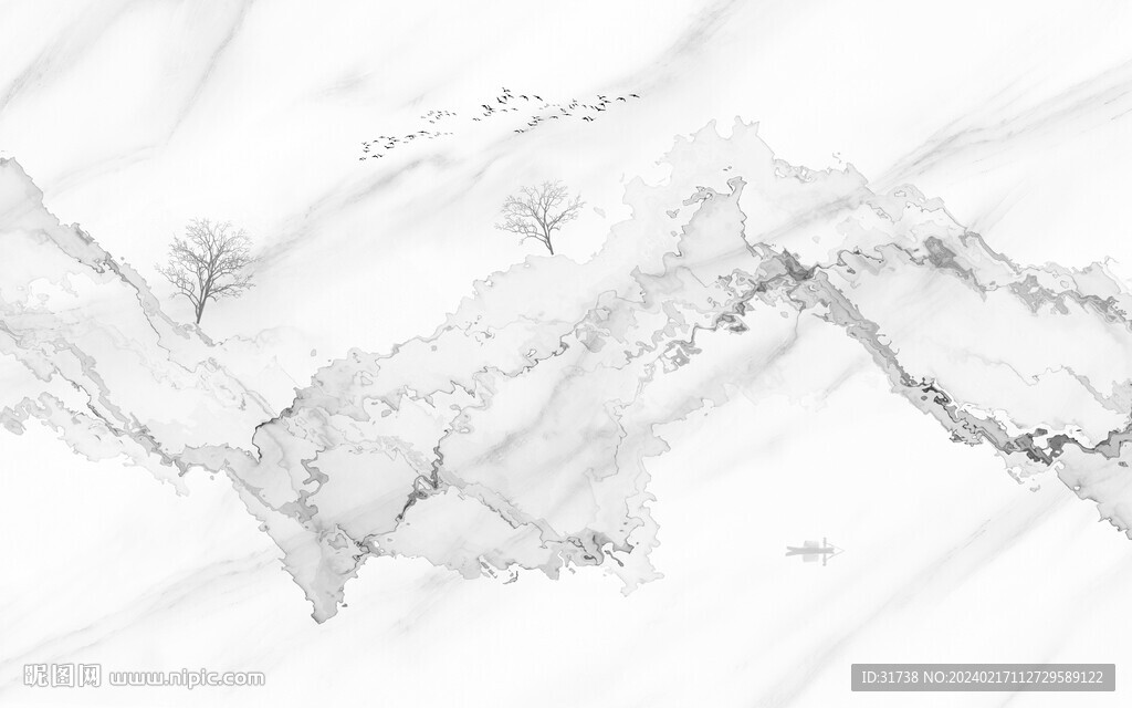 抽象線條水墨大理石背景墻