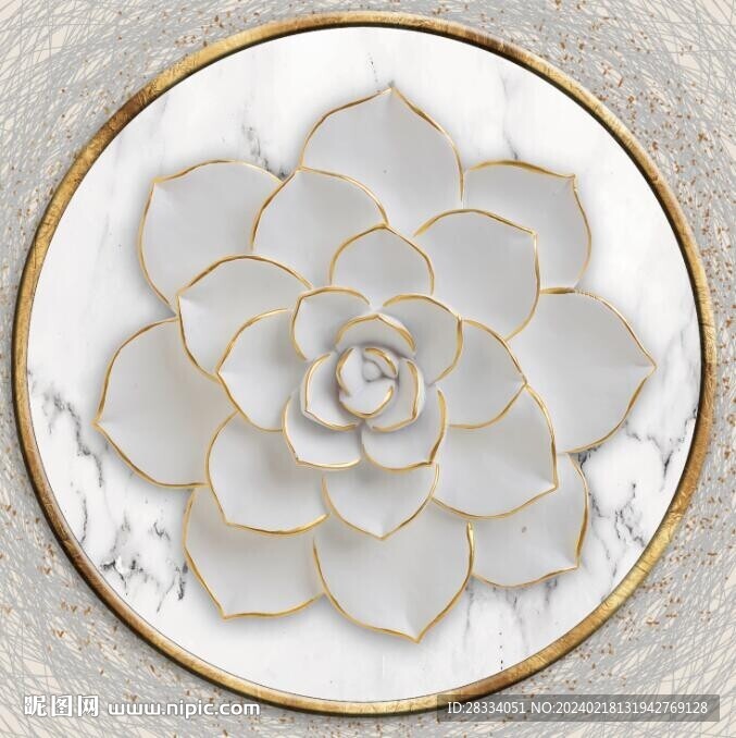 3D抽象荷花花卉玄關(guān)裝飾畫