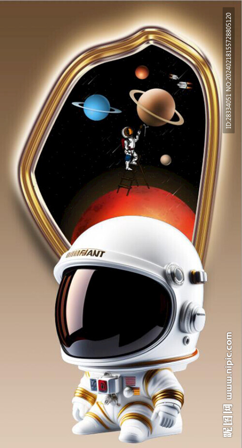 3D宇航员镜中画玄关装饰画