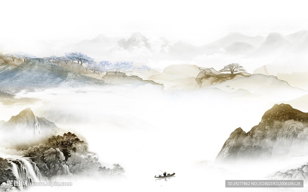 高端 人氣中式山水 TIF分層