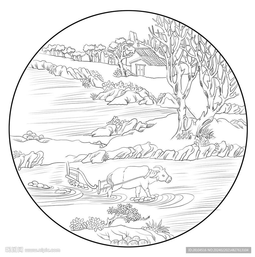 白描黃牛