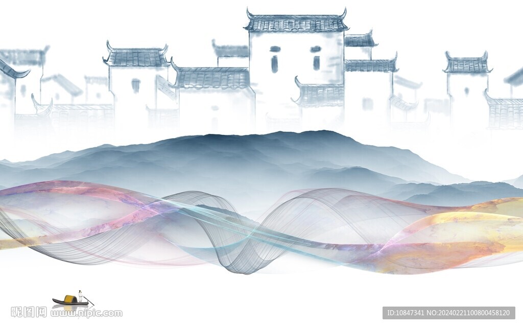 線條 簡意中式山水 TIF分層
