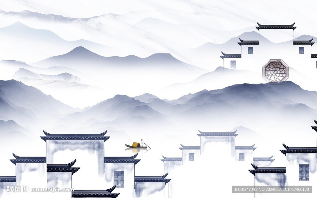 客廳 簡(jiǎn)意中式山水 TIF分層
