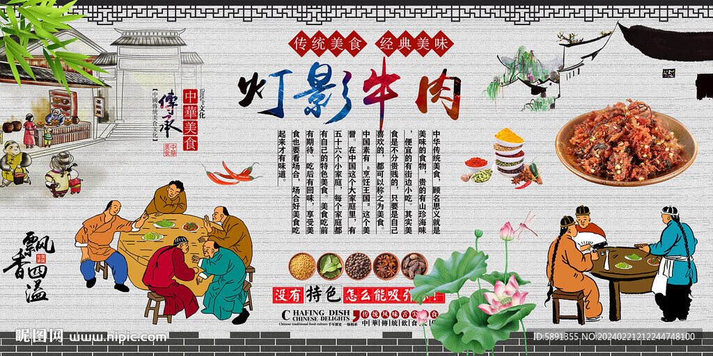燈影牛肉背景墻