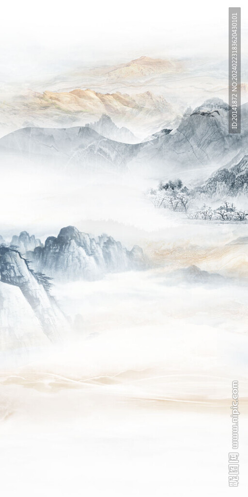 新中式石紋水墨山水玄關(guān)背景