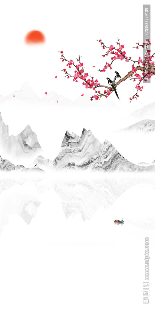 新中式石紋山水玄關(guān)巖板背景