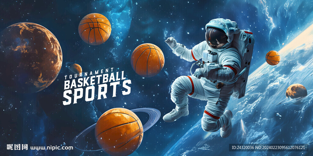宇航员宇宙篮球系列广告展板壁画