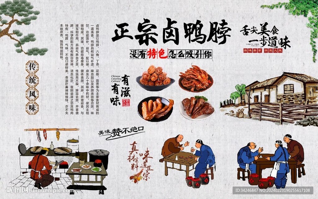 鹵鴨脖背景墻