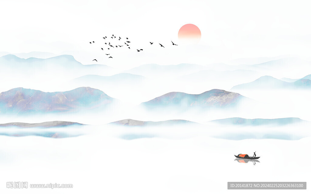 新中式石紋山水巖板背景 分四層