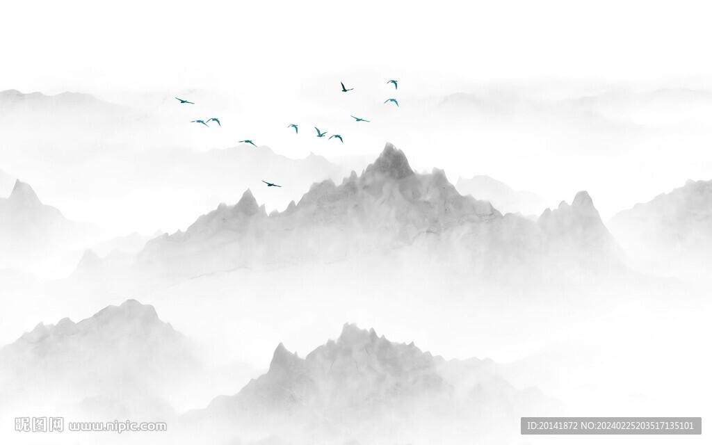新中式石紋山水巖板背景 分三層