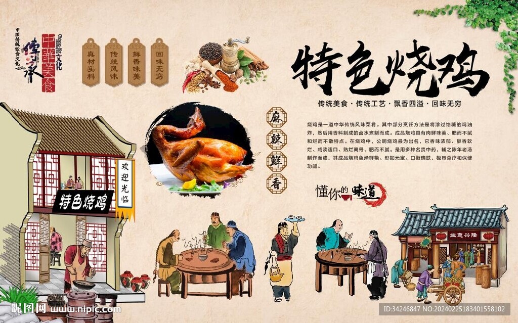 燒雞背景墻