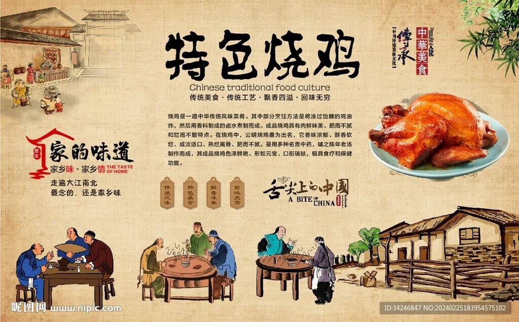 燒雞背景墻