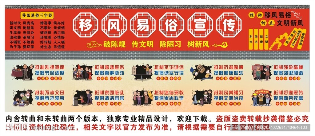 移風(fēng)易俗宣傳海報展板文化
