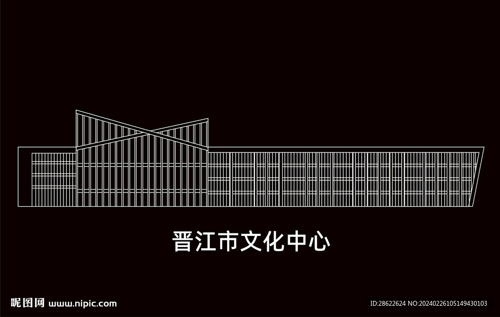 泉州地標建筑線稿晉江市文化中