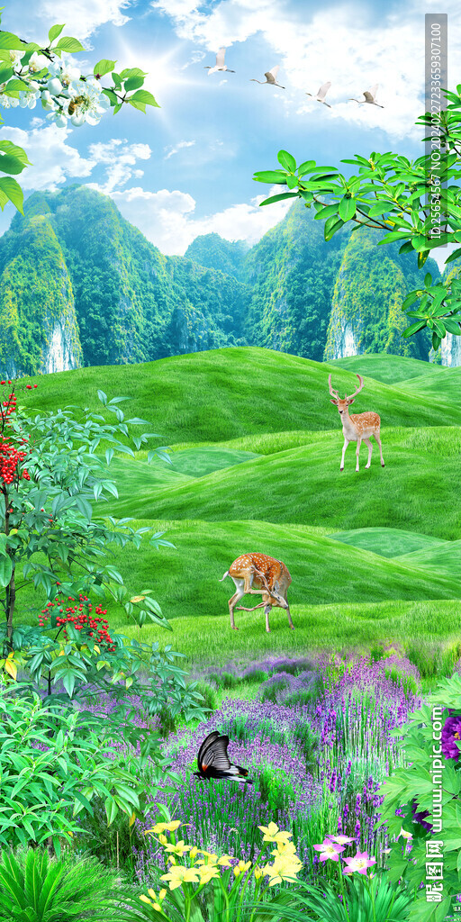 清新草綠風(fēng)景裝飾畫玄關(guān)