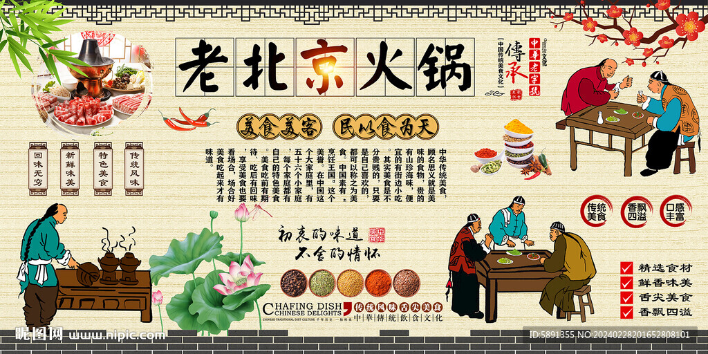 老北京火鍋背景墻