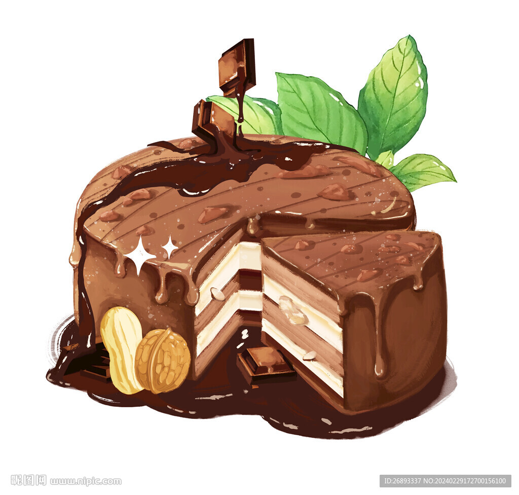 巧克力蛋糕分层插画