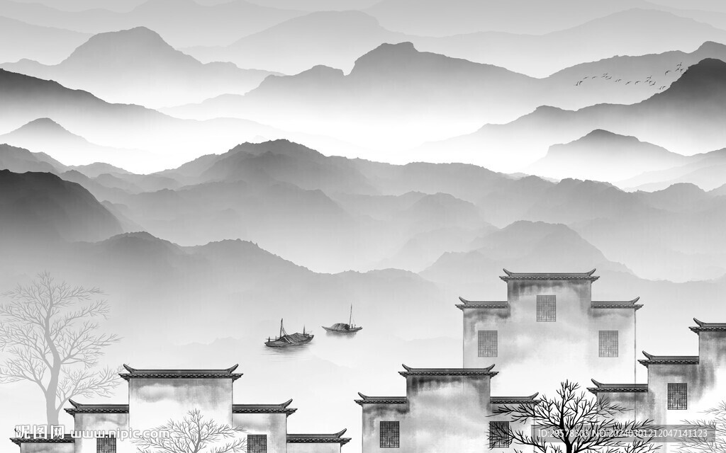 高端 灰色山水新圖 TIF分層