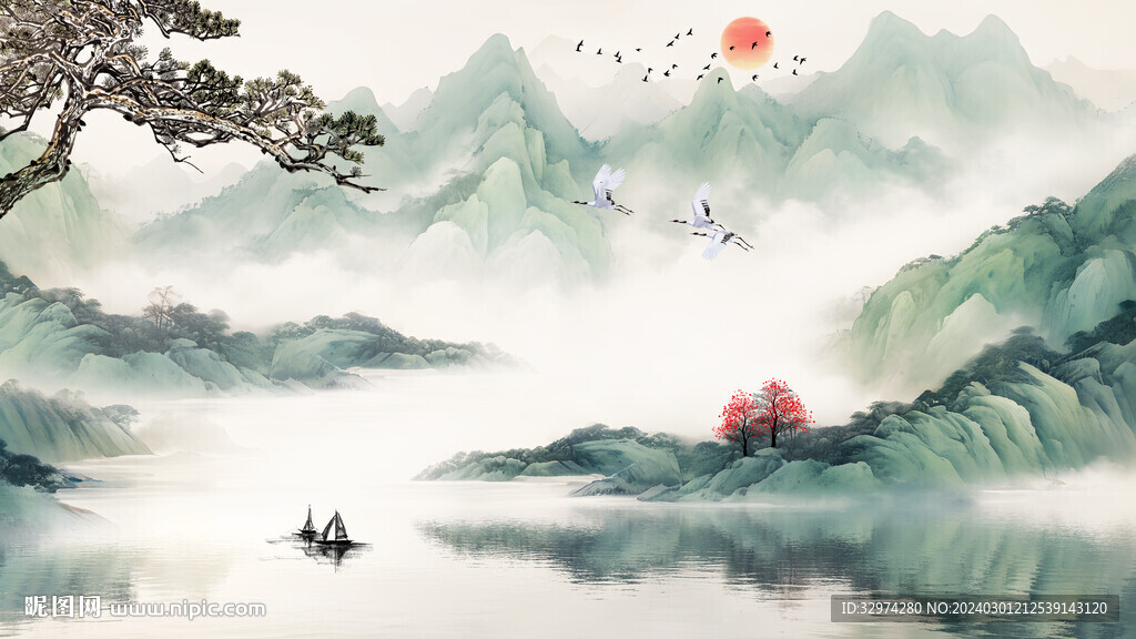 中國風意境山水畫