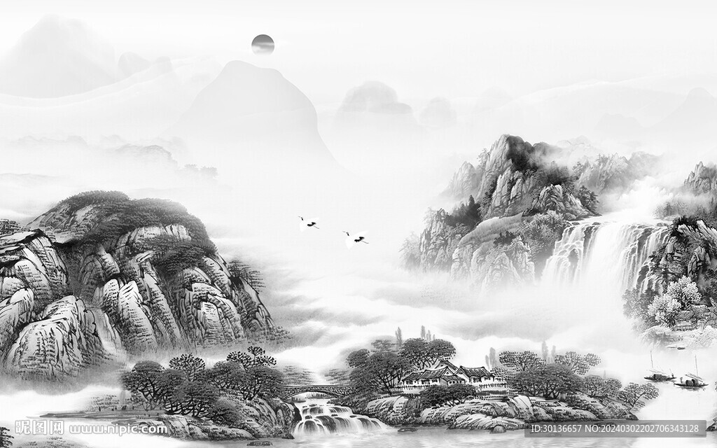 簡約 意境灰色山水 TiF分層
