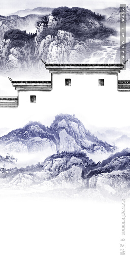 高檔 山水簡約玄關 TIF分層