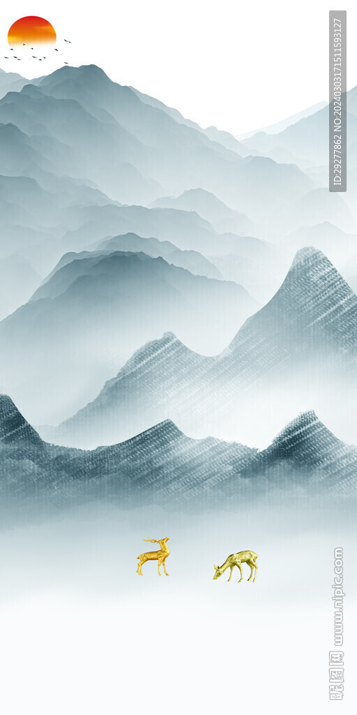 高清 高檔山水玄關(guān) TIF分層